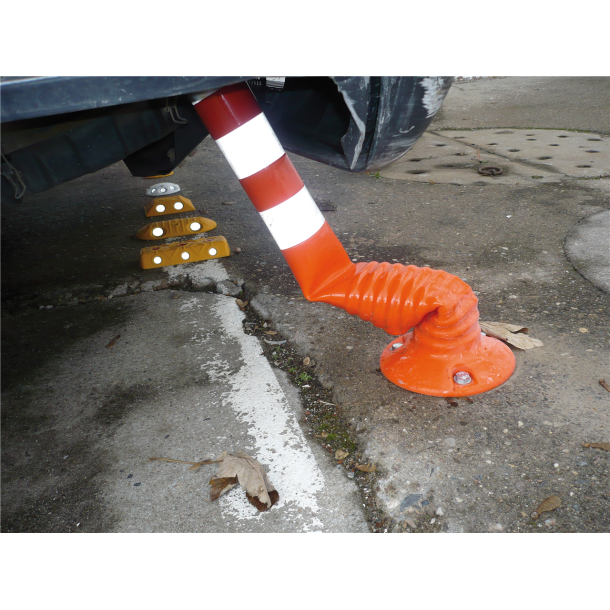 Flexipost red | white refl. stripes |  80 mm | Height 300 mm 80 mm, PUR,1 reflecting stripe,including 3 bolts and plugs